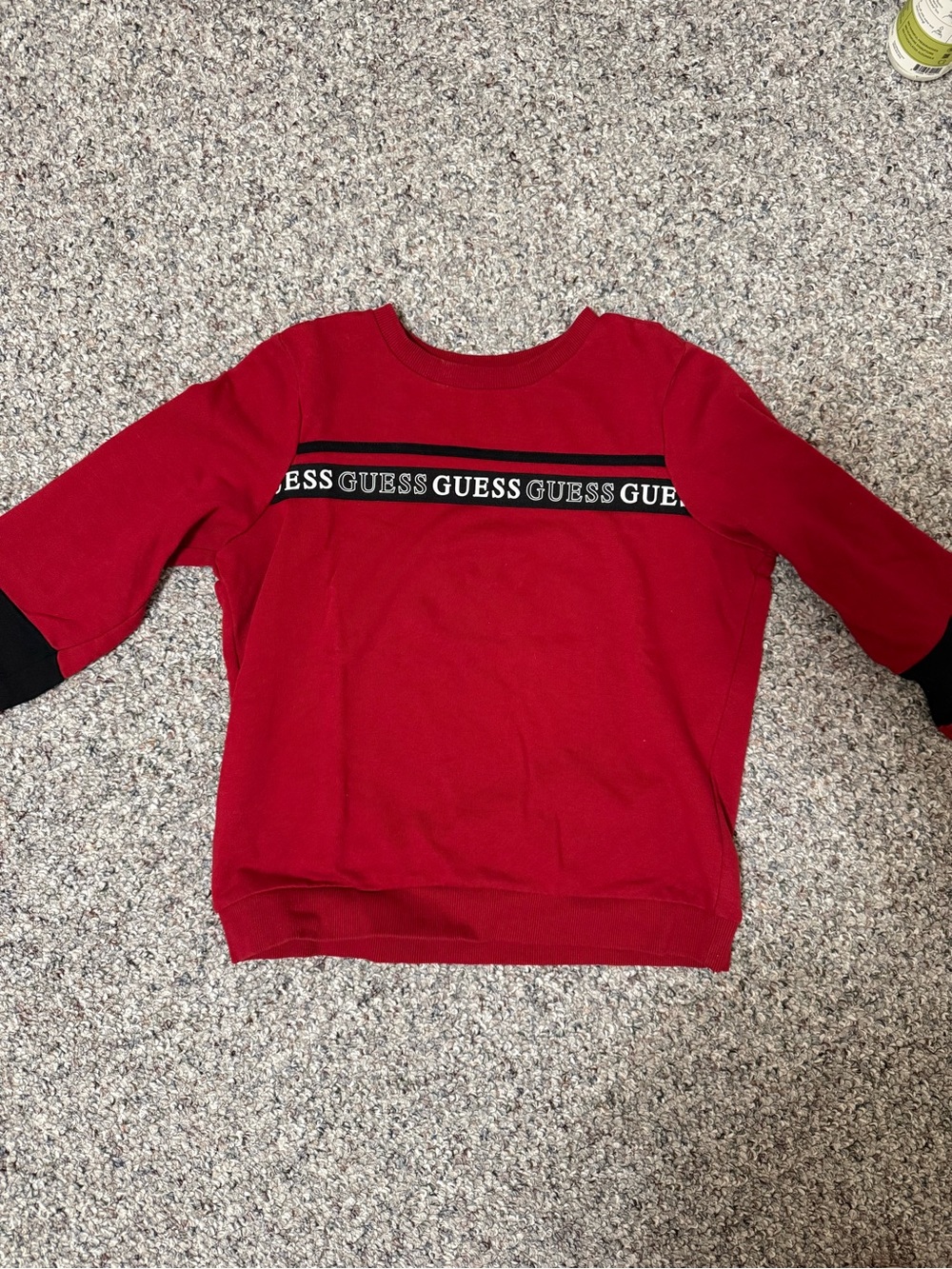GUESS Red Sweatshirt with Black Logo Stripe